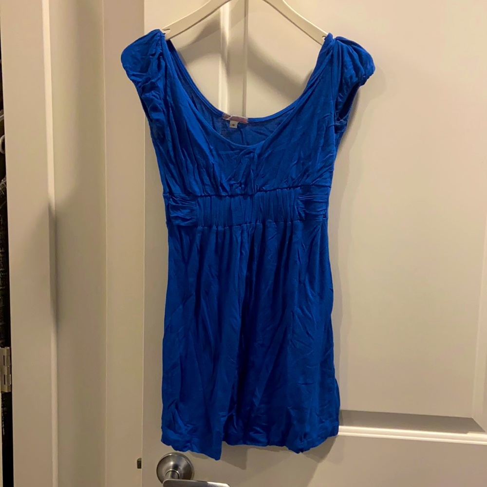 Blue flattering shirt